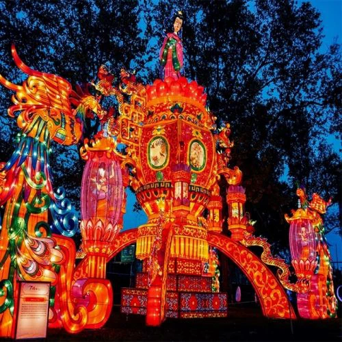 Müüa pargikaunistused LED-loomad ilusad hiina siidlaternad